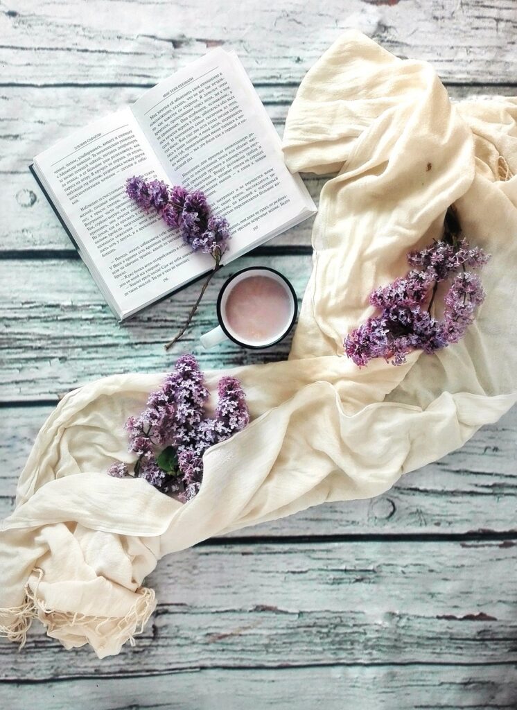 book, lilac, flowers